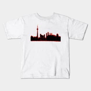 Toronto Skyline in Red and Black Kids T-Shirt